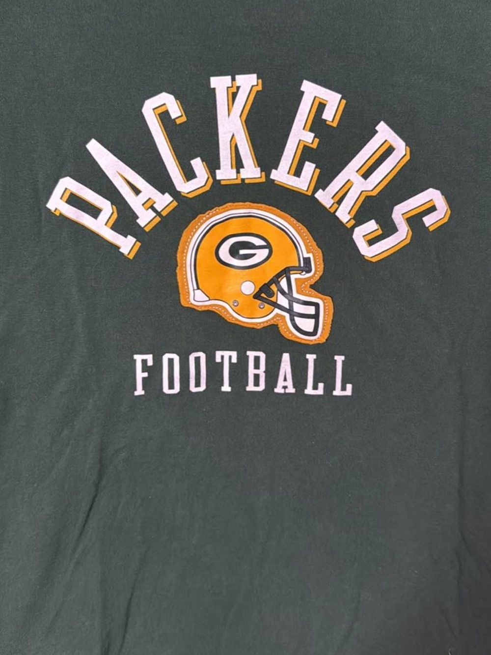 NFL Green Packers Short Sleeve Tee with Yellow Helmet Graphic